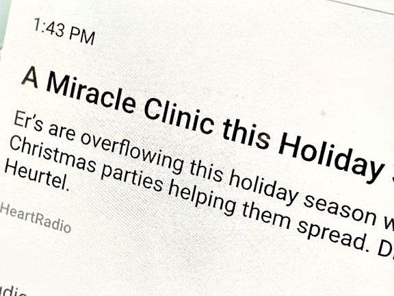 A miracle clinic this holiday season (CJAD 800 interview, Dec 22, 2022)
